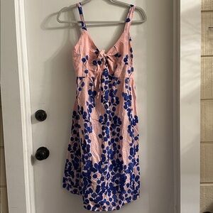 Ro's Garden Sleeveless pink blue floral keyhole Dress small